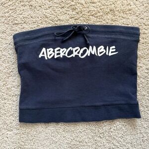 Vintage Abercrombie & Fitch Tube Top Size Large Y2K 2000s Spellout RARE Navy Tie